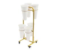 haohang Supporto per Piante a 2 Livelli con 6 secchi e Ruote, Carrello per Fiori, Supporto per Fiori Mobile Portatile per Interni ed Esterni, fiorista, Giardino, Soggiorno, Balcone(Gold - White)