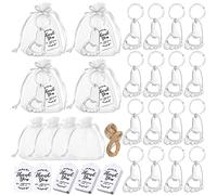 HAOHIZE 24 Pezzi Apribottiglie con Portachiavi - Set di Apriscatole in Metallico per Adulti, Include Borse Regalo e Etichette di Ringraziamento