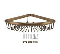 HAOHIZE Mensola ad Angolo per Bagno in Bronzo Antico Porta Shampoo, Caddy per Doccia ad Angolo Vintage Mensola per portaoggetti triangolare in Ottone Mensola per Bagno