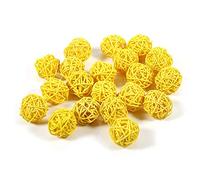 HAOHIZE Palline Decorative per Ciotole, 5 Colori 20 Pezzi Palline in Vimini Rattan Riempitivi per Ciotole per Decorazioni per la Casa Palline Decorative in Rattan Ornamenti (Giallo)
