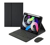 HaoHZ Custodia Tastiera per iPad Air 4 Gen 10.9 2020/Pro 11 2020/2018, con é.ç .§, Tastiera Bluetooth Rimovibile con Touchpad, Mouse Bluetooth, (Without Backlit, Black1)