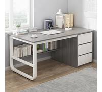 HaoJieHan Scrivania Ad Angolo con Cassetti, Scrivanie per L'home Office con Libreria, Scrivania Moderna per La Camera da Letto Dell'home Office B,120X48X75CM