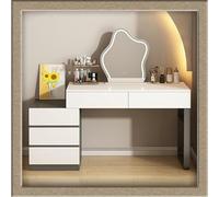 HaoJieHan Toeletta Trucco con Specchio Grande, Tavolo da Trucco con Cassetto, Postazione Trucco con Specchio, Postazione Trucco Scrivania Moderno per Camera da Letto A,(80-110) x40x73cm