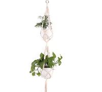 Haokaini Appendiabiti per Piante macramè a Doppio Strato Fioriere Appese in Corda di Cotone Fatte a Mano Portavasi da Fiori Supporto per Piante da Appendere per Interni Giardino Esterno