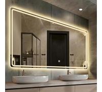 HAOKKV Specchio da Bagno Rettangolare con Luce A Parete, Specchio da Toeletta Senza Cornice A LED, Controllo Touch Screen, 3 Colori, Dimmerabile, Antiappannamento(60 * 80cm/23.62 * 31.49in)