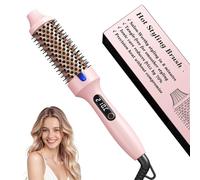 Haokoo Spazzola Termica per Capelli 38mm, Crea Ricci e Volume Salon in 8 Minuti, Thermal Brush con Tecnologia Ioni contro il Crespo, 6 Livelli di Calore, Display LED, Doppia Tensione, Rosa