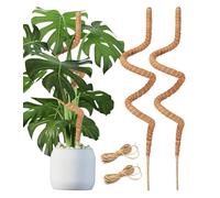 Haoledy Sostegno per Piante 120cm, Bastone per Piante Rampicanti Pieghevole, Supporto per Piante Monstera Fibra di Cocco per Piante Anima in Alluminio 7 mm, con 2 Pezzi Corda di Luta 2 m (2 Pezzi)