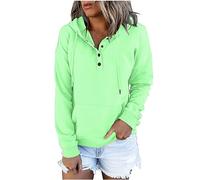 HAOLEI 2024 Felpe 1/4 Bottoni Donna Offerta Cotone Vintage Giacca Autunnale Felpa con Cappuccio Coulisse Caldo con Tasche Sweatshirt Leggera Casual Giacca Felpa Elegante Curvy Felpa Sportiva Felpa