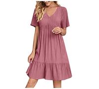 HAOLEI Abito Cerimonia Donna Curvy Offerte Abito Estivo Donna Scollo a V Senza Maniche Vestito con Tasche Comodo Casual Abiti da Sole al Ginocchio Copricostume Spiaggia Prendisole Beach Dress