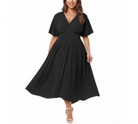 HAOLEI Abito da Cerimonia Scollo a V Taglie Forti Abito da Sera Donna Elegante Abiti Vintage Vestito Maniche Lunghe da Sposa Sexy Vestiti Cocktail Invernale Vestito Capodanno Curvy Lungo