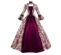 HAOLEI Abito da Sera Lungo Donna Medievale Vittoriano per Il Rinascimento per Carnevale Halloween Feste Principessa Costume da Regina Donna Sera Costume dell'800