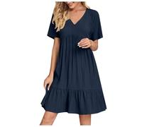 HAOLEI Abito Midi Donna Elegante Offerte Abito Estivo Donna Scollo a V Senza Maniche Vestito con Tasche Comodo Casual Abiti da Sole al Ginocchio Copricostume Spiaggia Prendisole Beach Dress