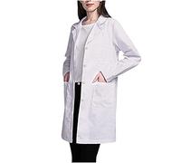 HAOLEI Camice da Laboratorio Bianco per Studenti Chimica Liceo Scuola Superiore Maniche Lunghe Polsini Elastici Cotone Poliestere Resistente Lavabile Unisex XS-3XL