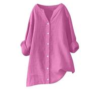 HAOLEI Camicia Donna Lino Manica Lunga Camicie Elegante con Bottoni Cotone Camicia da Lavoro Casual Tinta Unita Blusa Shirt Oversize Tops Curvy Camicetta da Spiaggia Estiva Donna Abbigliamento Saldi