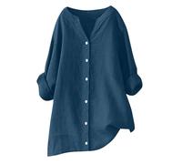 HAOLEI Camicia Donna Lino Manica Lunga Camicie Elegante con Bottoni Cotone Camicia da Lavoro Casual Tinta Unita Blusa Shirt Oversize Tops Curvy Camicetta da Spiaggia Estiva Donna Abbigliamento Saldi