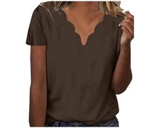 HAOLEI Camicia Donna Manica Corta in Pizzo Blusa Elegante Maniche Lunghe T Shirt con Scollo V Camicetta da Ufficio Camicia Estiva Casual Top Maglietta Donna Eleganti Maglietta Estate e Traspirante