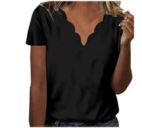 HAOLEI Camicia Donna Manica Corta in Pizzo Blusa Elegante Maniche Lunghe T Shirt con Scollo V Camicetta da Ufficio Camicia Estiva Casual Top Maglietta Donna Eleganti Maglietta Estate e Traspirante
