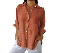 HAOLEI Camicie Lino Donna Larga Slim Fit Camicie Curvy No Stiro Camicia Seta Cameriera Classica Abbigliamento Elegante Cotone Camicetta Camicia Bianca da Lavoro Manica Lunga Leggera con Button Tshirt