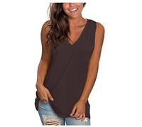 HAOLEI Canotta Elegante Donna, Flowy Canotte Tank Tops con Scollo a V Maglietta Senza Maniche Basic Cami Camicia Gilet Donna Estiva Top Elegante Classica Tinta Unita Canotta 2024 Offerte Primavera