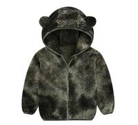HAOLEI Cappotto Bambino Unisex Invernale con Cerniera e Cappuccio in Tinta Unita Giubbino Bimbo Carino Orecchie di Orso Giacca Imbottita Antivento Leggero con Cappuccio in Pelliccia Giacca