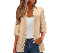 HAOLEI Cardigan Donna Elegante Cardigan Coprispalle Donna Estivo Casual in Maglia Cava a Maniche Lunghe Trasparente a Bolero Shrug Leggero ed Elegante per Running Corsa Trekking