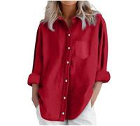 HAOLEI Cardigan Donna Lino Manica Lunga Camicie Elegante con Bottoni Cotone Camicia da Lavoro Casual Tinta Unita Blusa Shirt Oversize Tops Curvy Camicetta da Spiaggia Estiva Donna Abbigliamento Saldi