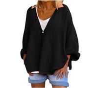 HAOLEI Cardigan Oversize da Donna in Cotone e Lino, a Maniche Lunghe, Aperto sul Davanti, Giacca Estiva, Tinta Unita, Comodo, vestibilità Larga, Cardigan Casual per Tempo Libero