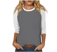 HAOLEI Classics Maglietta Donna Maniche 3/4 Colori A Contrasto Raglan Maglietta a Maniche Corte Donna Magliette Raglan in Cotone dinamico Magliette da Baseball Leggere per Prestazioni all'aperto