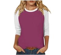 HAOLEI Classics Maglietta Donna Maniche 3/4 Colori A Contrasto Raglan Maglietta a Maniche Corte Donna Magliette Raglan in Cotone dinamico Magliette da Baseball Leggere per Prestazioni all'aperto