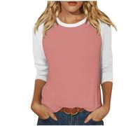 HAOLEI Classics Maglietta Donna Maniche 3/4 Colori A Contrasto Raglan Maglietta a Maniche Corte Donna Magliette Raglan in Cotone dinamico Magliette da Baseball Leggere per Prestazioni all'aperto