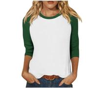 HAOLEI Classics Maglietta Donna Maniche 3/4 Colori A Contrasto Raglan Maglietta a Maniche Corte Donna Magliette Raglan in Cotone dinamico Magliette da Baseball Leggere per Prestazioni all'aperto
