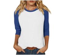 HAOLEI Classics Maglietta Donna Maniche 3/4 Colori A Contrasto Raglan Maglietta a Maniche Corte Donna Magliette Raglan in Cotone dinamico Magliette da Baseball Leggere per Prestazioni all'aperto