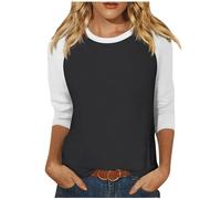 HAOLEI Classics Maglietta Donna Maniche 3/4 Colori A Contrasto Raglan Maglietta a Maniche Corte Donna Magliette Raglan in Cotone dinamico Magliette da Baseball Leggere per Prestazioni all'aperto