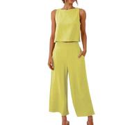 HAOLEI Completo Lino Donna 2 Pezzi Estate Offerta Set Tute Curvy Comodo Completi Morbido Manica Corta T Shirt + Pantaloni a Gamba Larga Baggy Completo Traspiranti Moda per Primavera