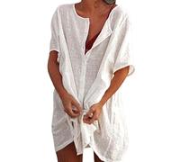 HAOLEI Copricostume Donna Mare Offerte di Primavera Abiti Lunghi Estivi Camicia da Spiaggia Camicetta in Cotone Elegante Vestiti Corti Costumi da Bagno Bikini Cover Up per Piscina Mare Estate Vacanza