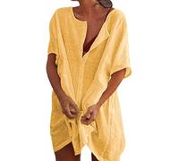 HAOLEI Copricostume Donna Mare Offerte di Primavera Abiti Lunghi Estivi Camicia da Spiaggia Camicetta in Cotone Elegante Vestiti Corti Costumi da Bagno Bikini Cover Up per Piscina Mare Estate Vacanza
