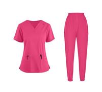 HAOLEI Divisa per Personale Sanitario Donna Divisa Sanitaria Scollo a V Senza Taglio Unisex Elastica Uniforme Sanitaria Set con Casacca e Pantalone