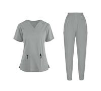 HAOLEI Divisa per Personale Sanitario Donna Divisa Sanitaria Scollo a V Senza Taglio Unisex Elastica Uniforme Sanitaria Set con Casacca e Pantalone