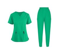 HAOLEI Divisa per Personale Sanitario Donna Divisa Sanitaria Scollo a V Senza Taglio Unisex Elastica Uniforme Sanitaria Set con Casacca e Pantalone