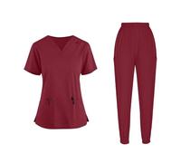 HAOLEI Divisa per Personale Sanitario Donna Divisa Sanitaria Scollo a V Senza Taglio Unisex Elastica Uniforme Sanitaria Set con Casacca e Pantalone