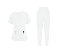 HAOLEI Divisa per Personale Sanitario Donna Divisa Sanitaria Scollo a V Senza Taglio Unisex Elastica Uniforme Sanitaria Set con Casacca e Pantalone