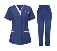 HAOLEI Divisa per Personale Sanitario Donna Set Camice Uniforme Medica con Maglia e Pantaloni Uniformi Mediche Camice Uniforme Sanitarie Estetista Divise