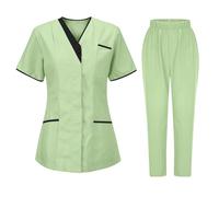 HAOLEI Divisa per Personale Sanitario Donna Set Camice Uniforme Medica con Maglia e Pantaloni Uniformi Mediche Camice Uniforme Sanitarie Estetista Divise