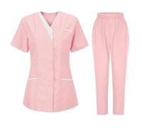 HAOLEI Divisa per Personale Sanitario Donna Set Camice Uniforme Medica con Maglia e Pantaloni Uniformi Mediche Camice Uniforme Sanitarie Estetista Divise