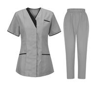 HAOLEI Divisa per Personale Sanitario Donna Set Camice Uniforme Medica con Maglia e Pantaloni Uniformi Mediche Camice Uniforme Sanitarie Estetista Divise