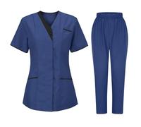 HAOLEI Divisa per Personale Sanitario Donna Set Camice Uniforme Medica con Maglia e Pantaloni Uniformi Mediche Camice Uniforme Sanitarie Estetista Divise