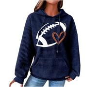 HAOLEI Felpa Donna con Cappuccio Casual Waffle Pullover A Maniche Lunghe Felpa Autunno Inverno con Cappuccio con Tasca Morbido Sweatshirts Sciolto Pullover per Sportiva Casual in Stile College