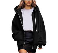 HAOLEI Felpa Donna con Cappuccio Elegante Giacca Zip da Donna Autunno Invernale Manica Lunga Cotone Taglie Comode Hoodie Sweatshirt Classico Oversize Pullover per Sportiva Casual in Stile College