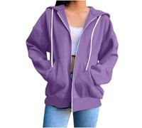 HAOLEI Felpa Donna con Zip Cotone Giacca Pile da Donna Autunno Invernale Manica Lunga Cotone Taglie Comode Hoodie Sweatshirt Classico Oversize Pullover per Sportiva Casual in Stile College