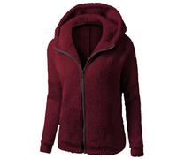 HAOLEI Giacca in Pile Donna Fine Fleece Warm con Zip Offerte Cappotto Sherpa Teddy Giacca Sci Felpa con Cappuccio in Peluche Fronte-Retro con Cerniera in più Colori Cappotto Calda Ampia Confortevole